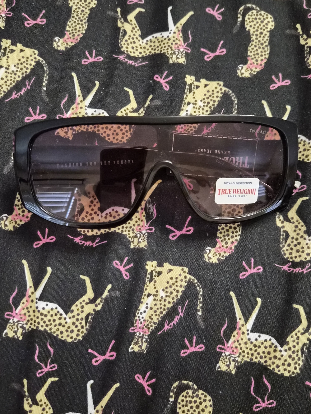 True Religion Oversized Black Shield Sunglasses